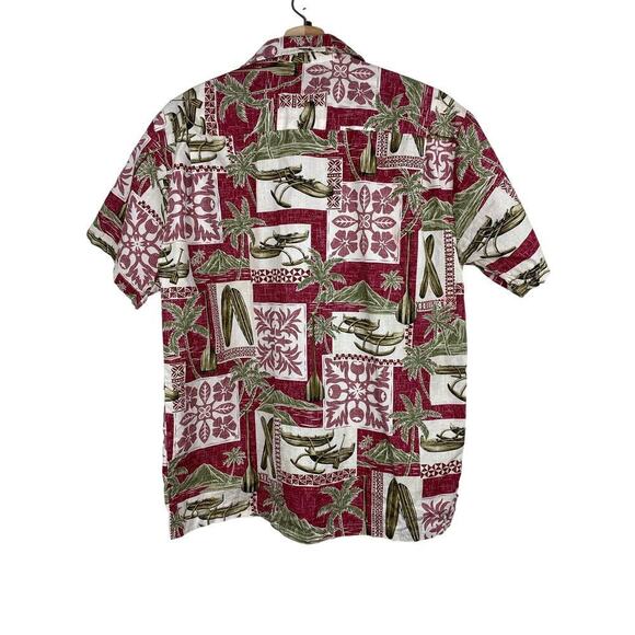 Hilo Hatties The Hawaiian Original Men's S Burgundy Retro Button Up Shirt - Picture 3 of 8